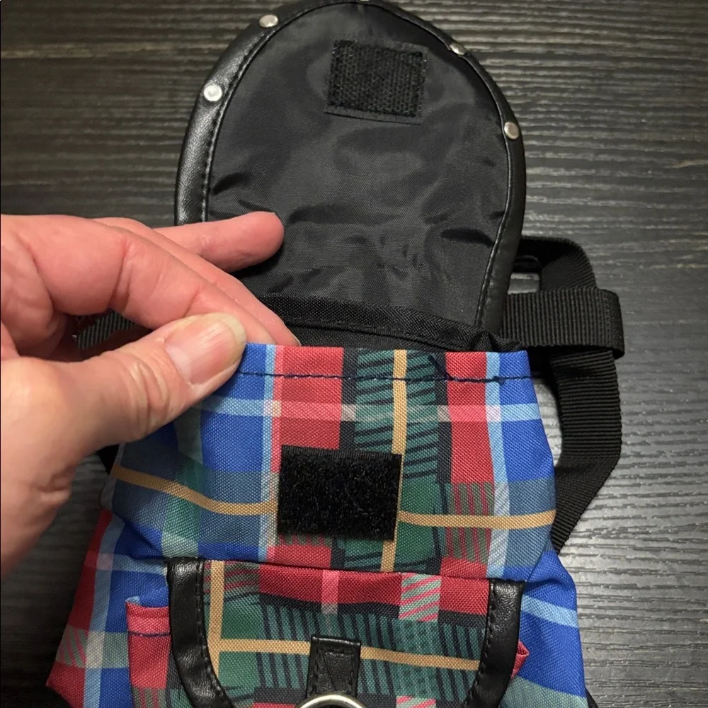 Colorful Plaid Pet Backpack poop bag dispenser